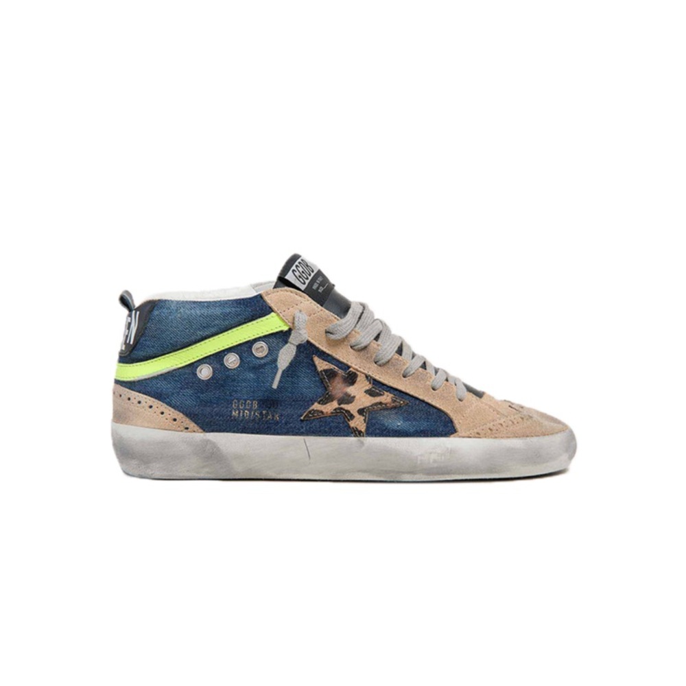 Golden Goose MID Star Denim Upper Leopard Horsy Star Size: 43